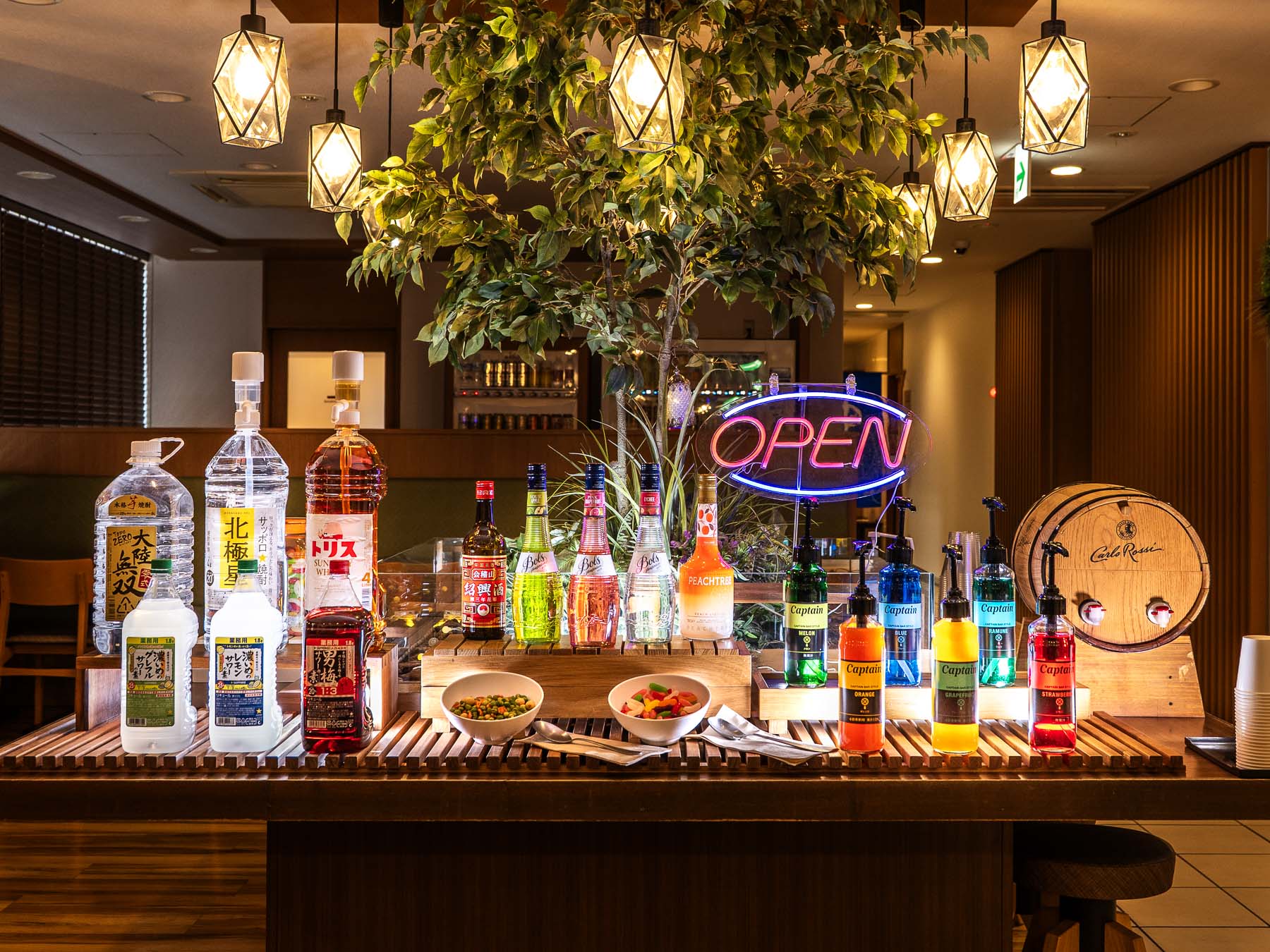 スーパーホテル小山の自分好みにたのしめる無料ウェルカムバー