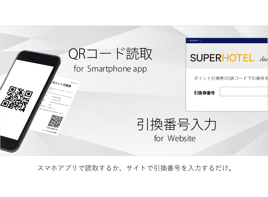 QRを読み取る、引換番号を入力する